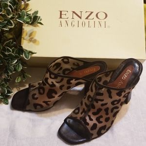 Sale🔥 Enzo Angiolini Mesh Leopard Leather Sandal, 7-1/2 M